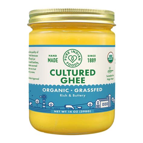 Pure Indian Foods Grass Fed Organic Cultured Ghee Oz Vitacost