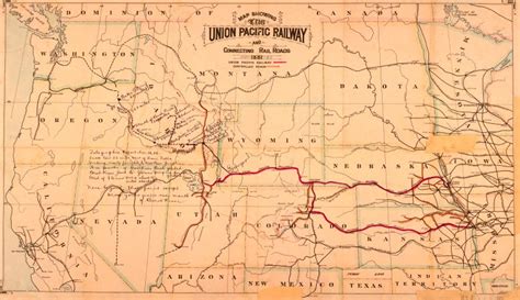 Map Showing The Union Pacific Railway And Connecting Rail Roads 1881