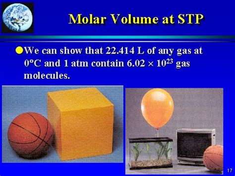 For example, consider how the volume of. Molar Volume at STP