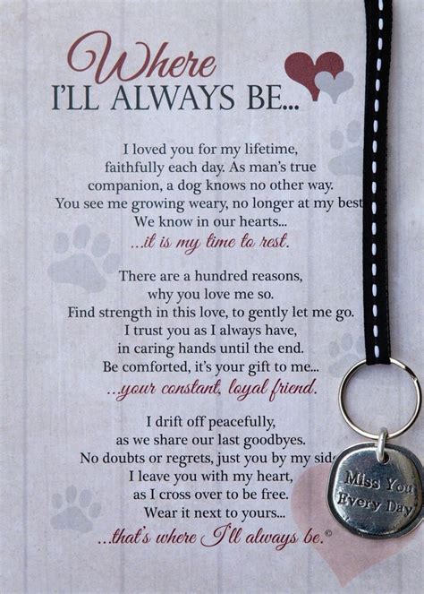 Where Ill Always Be Dog Memorial Key Chain Pet Poems Pet Loss