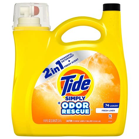 Tide Simply Odor Rescue Fresh Linen HE Liquid Laundry Detergent 74 ...