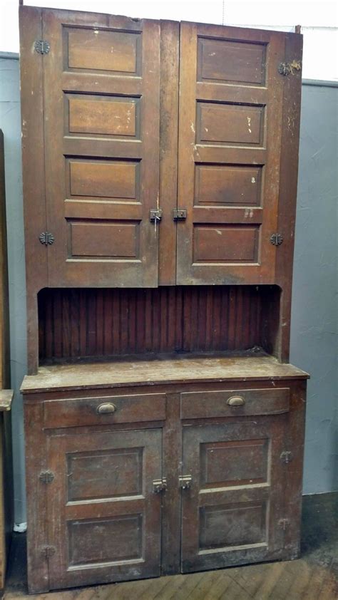 Industrial side cabinet vintage storage sideboard 2 doors rustic cupboard drawer. Farmhouse Antique Primitive Early Large Old Stepback Cupboard Cabinet | eBay | Antique cupboard ...