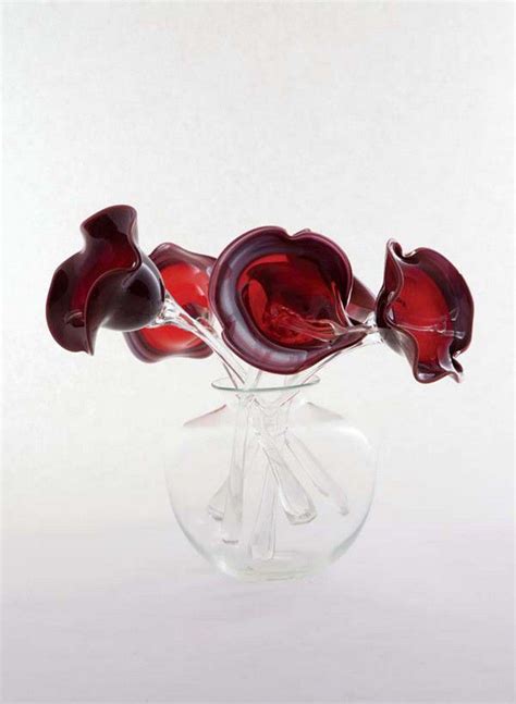 The most common glass flowers material is glass. Ann Robinson, set of six handblown glass flowers, red ...