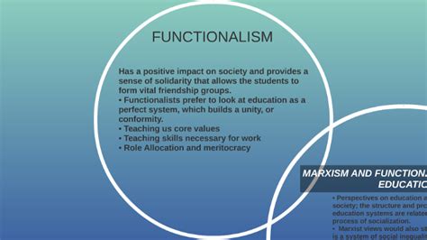 Marxism And Functionalist Views On Education By Rony Macario