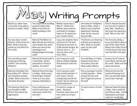 25 May Writing Prompts For Elementary Students Teach Me Im Yours