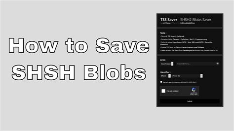 How To Save Shsh Blobs Youtube