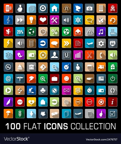 Colorful Set Of 100 Universal Flat Modern Icons Vector Image