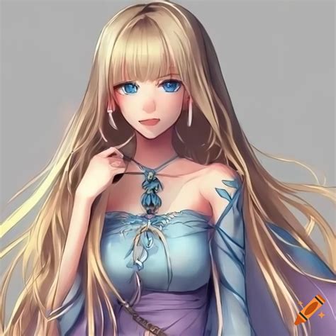 Masterpiece 2d Lovely Anime Girl Blonde Hair Blue Eyes Beautiful