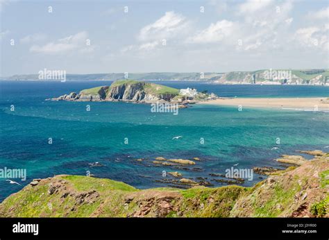 Burgh Island And Bigbury Beach Viewed From The South West Coastal Path