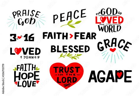 Logo Set With Bible Verse Faith Hope Love Trust In The Lord Praise