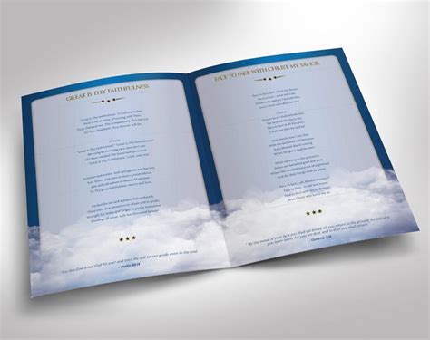 Blue Ribbon Funeral Program Large Template For Word And Etsy