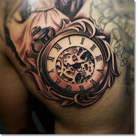 Most Brilliant Pocket Watch Tattoo Designs Ever Made