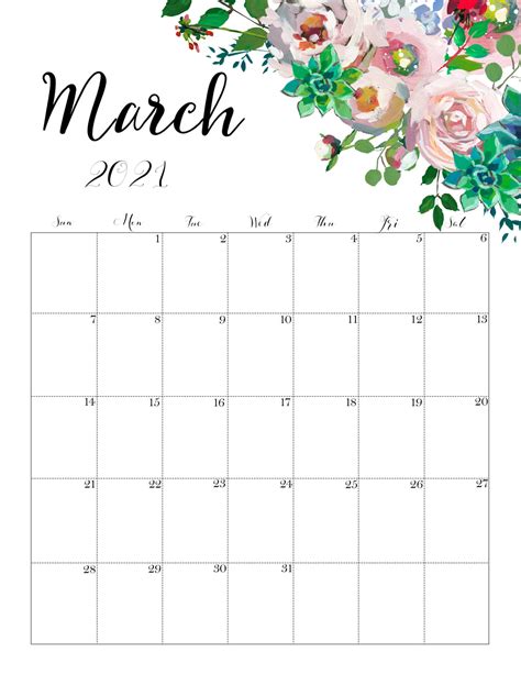 Allows to customize and set first day of the week to monday, saturday or sunday. Cute March 2021 Calendar Desk & Wall - Time Management ...