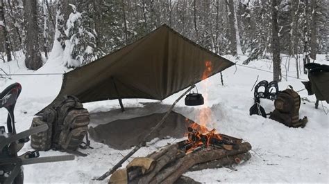Setting Up A Tarp In Snow With Images Outdoor Survival Bushcraft