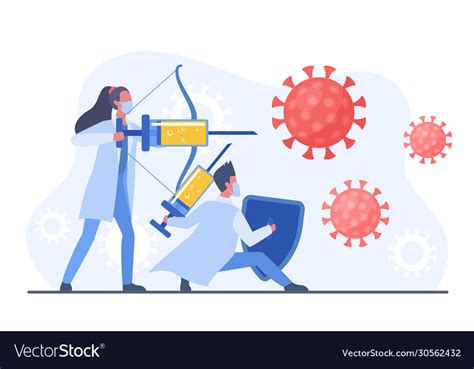 Man And Woman Doctors Fighting With Coronavirus Vector Image