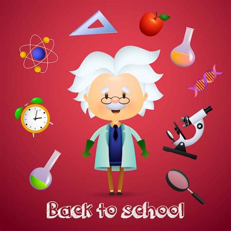 De Volta à Escola Com O Personagem De Desenho Animado Albert Einstein