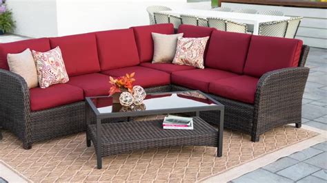 leisure made jackson 5 piece wicker outdoor sectional set with gray cushions 779665 gry the