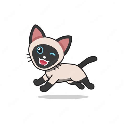 Premium Vector Vector Cartoon Character Siamese Cat Running
