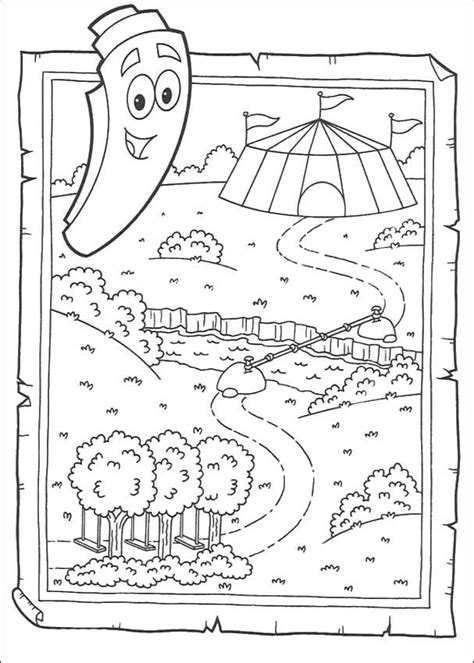 Dora The Explorer Coloring Pages Map Dora Map Coloring Pages