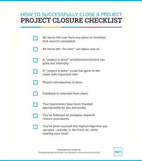 Project Closeout Checklist Sample