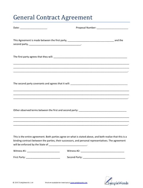 General Contract Agreement Template Download Printable PDF | Templateroller