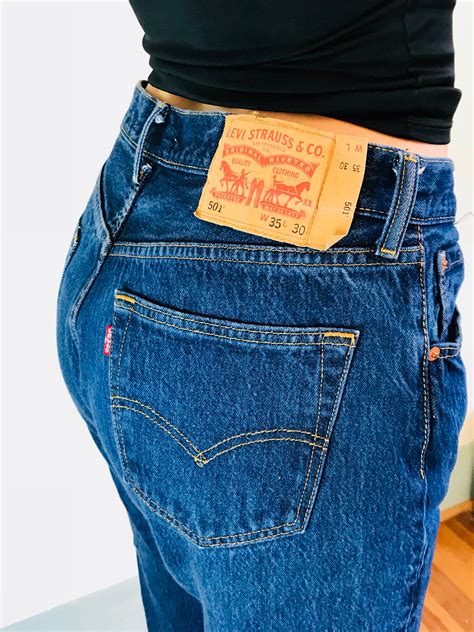 Vintage Levis 501s Button Fly Jeans Mid Rise Levis Dark Wash Denim