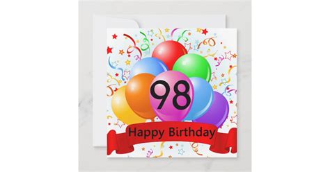 Happy 98th Birthday Balloons Banner Card Zazzle