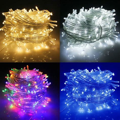 10 1000 Led Fairy String Lights Clear Cable Xmas Tree Garden Uk Plug In