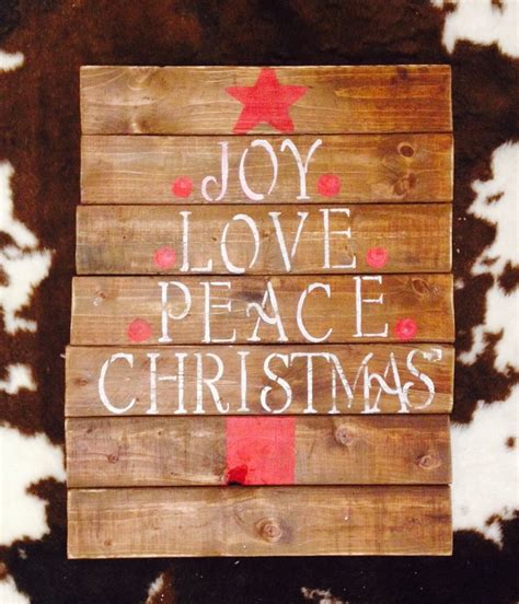 24inx22in Large Joy Love Peace Christmas Tree Pallet Sign 65cm X 55