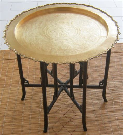 C $44.38 to c $150.96. Tables - BRASS TOP TABLE - LARGE BRASS TRAY WITH FOLDING ...