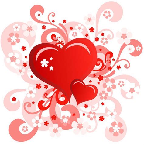 Valentines Day Card With Swirl Floral Heart Design Free Vector