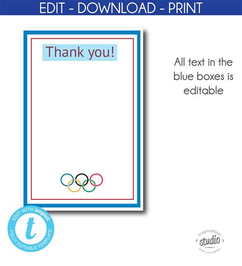 Olympics Games Thank You Card Thank You Note Olympics Easy Etsy