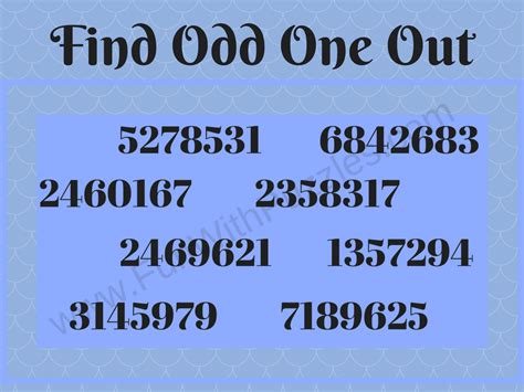 Tough Odd One Out Number Puzzles For Adults Fun With Puzzles