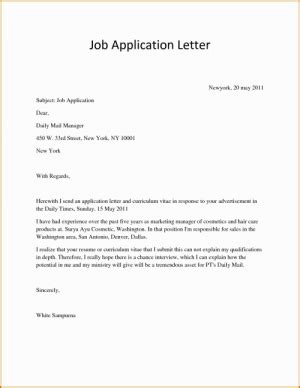Augustine said to include any acronyms you have. Job Application Letter Newyork 20 May 2011 Subject Job ...