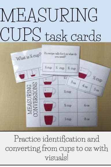 Measuring Cups To Oz Task Cards Task Cards Math Activities