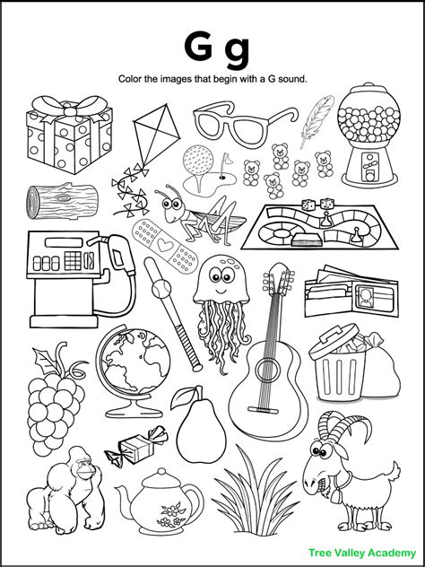 Letter G Sound Worksheets Tree Valley Academy