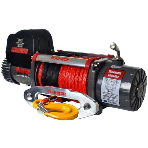 detail k2 samurai series 12 000 lb capacity 12 volt electric winch with 98 ft synthetic rope