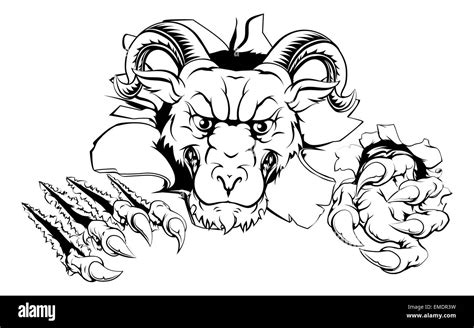 An Illustration Of A Cartoon Tough Ram Character Face Tearing Out Of A