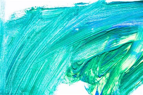 Green Paint Texture Abstract Background Brush Strokes On Canvas Stock