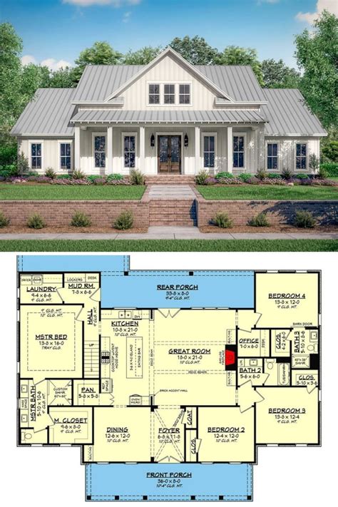 Two Story Bedroom Modern Farmhouse With Bonus Room Floor Plan