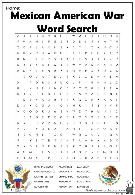 Mexican American War Word Search | Mexican american war, American war, Mexican american