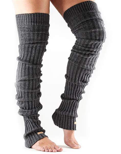 Toesox Leg Warmers Thigh High Charcoal Grey Sole Provisions Thigh
