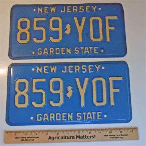Set Of 2 Vintage Blue New Jersey License Plates 1980s Nj