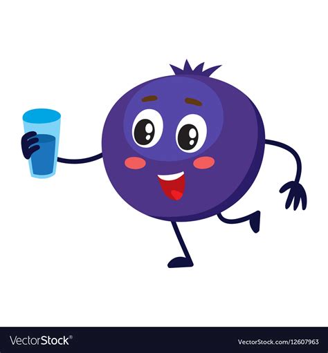 Cute And Funny Comic Style Blueberry Character Vector Image