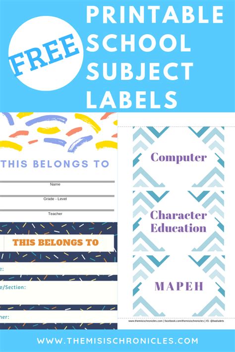 Free Printable School Subject Labels Free School Labels Classroom