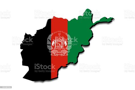 Outline Map Of Afghanistan With The National Flag Stock Illustration