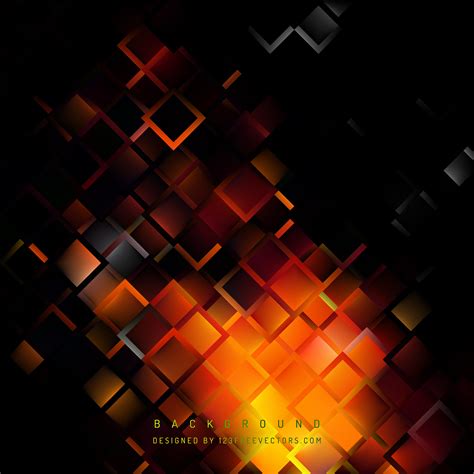 Abstract Black Orange Fire Geometric Square Background