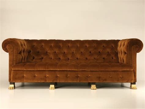 Handcrafted newport furniture home jeffrey. Reproduction French Mid Century Tufted Back Sofa with Gold ...
