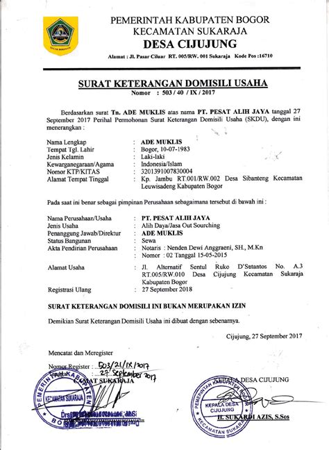 Contoh surat keterangan tidak mampu dari kepala desa. 18+ contoh surat domisili usaha dari desa | Lucn.us ...