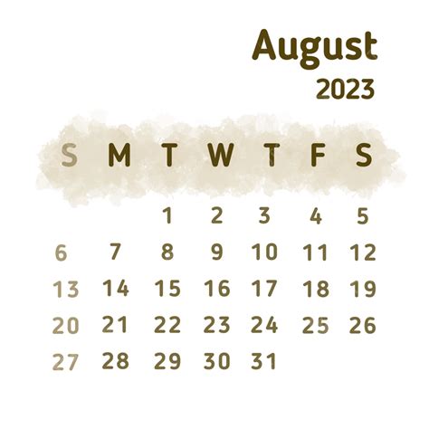 Gambar Kalender Agustus 2023 Cat Air Agustus Kalender Agustus Png